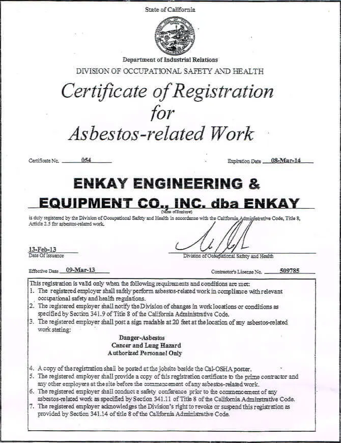 Asbestos Removal Certification